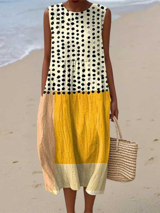 Leah™ Polka Colorblock Midi Kjole