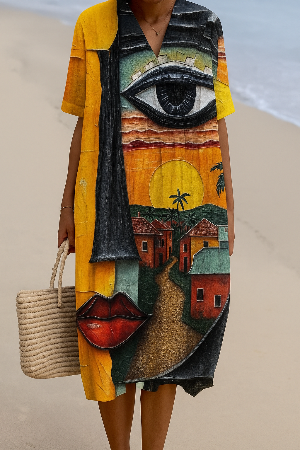 Tania - Bomulds Kjole Inspireret af Kunstnere