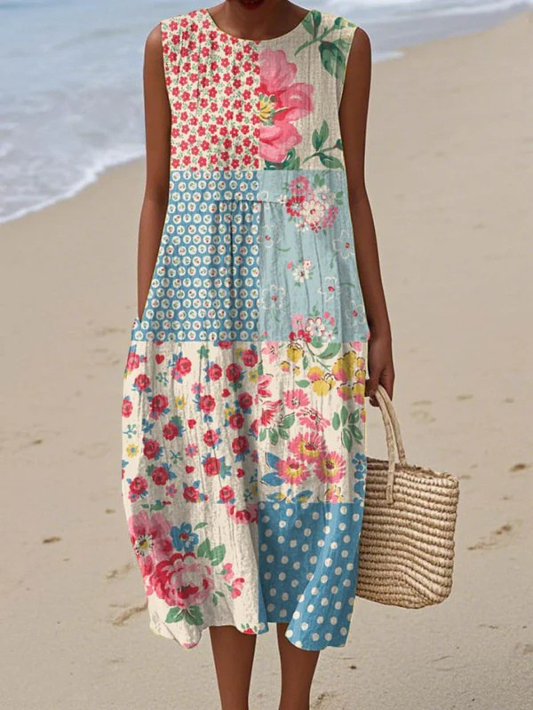 Anna™ Patchwork Midi Kjole