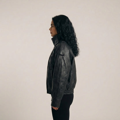 Bikerjakke med høj hals