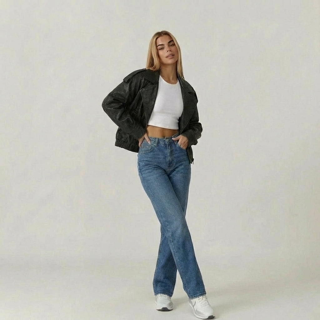 Bikerjakke med høj hals