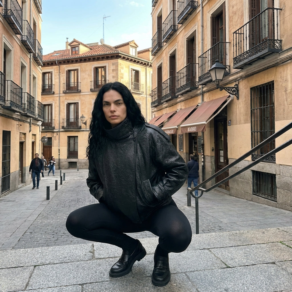 Bikerjakke med høj hals