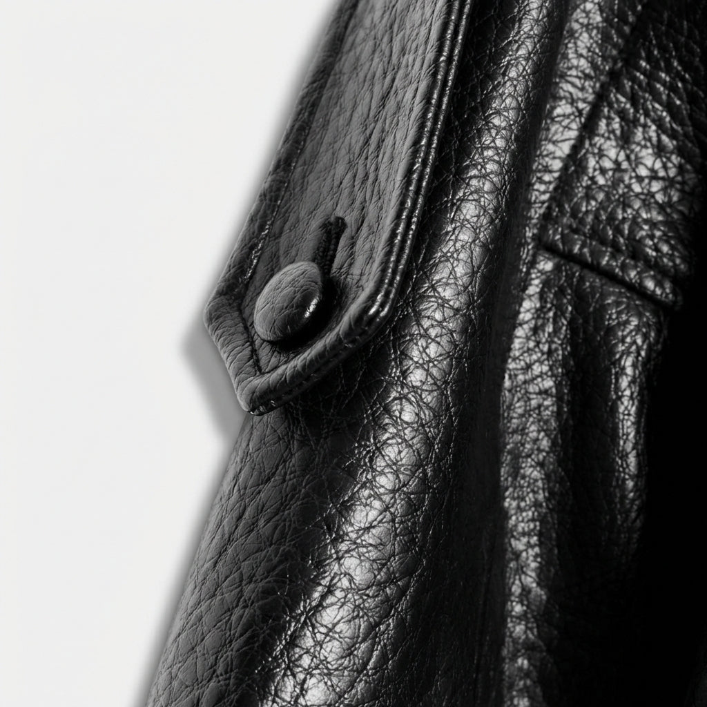 Bikerjakke med lædereffekt