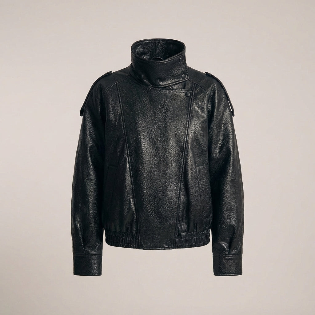 Bikerjakke med lædereffekt