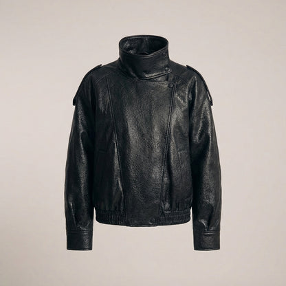 Bikerjakke med lædereffekt