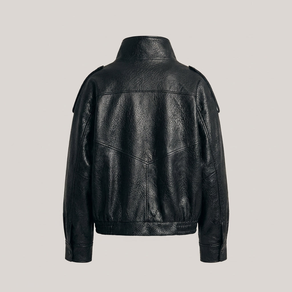 Bikerjakke med lædereffekt