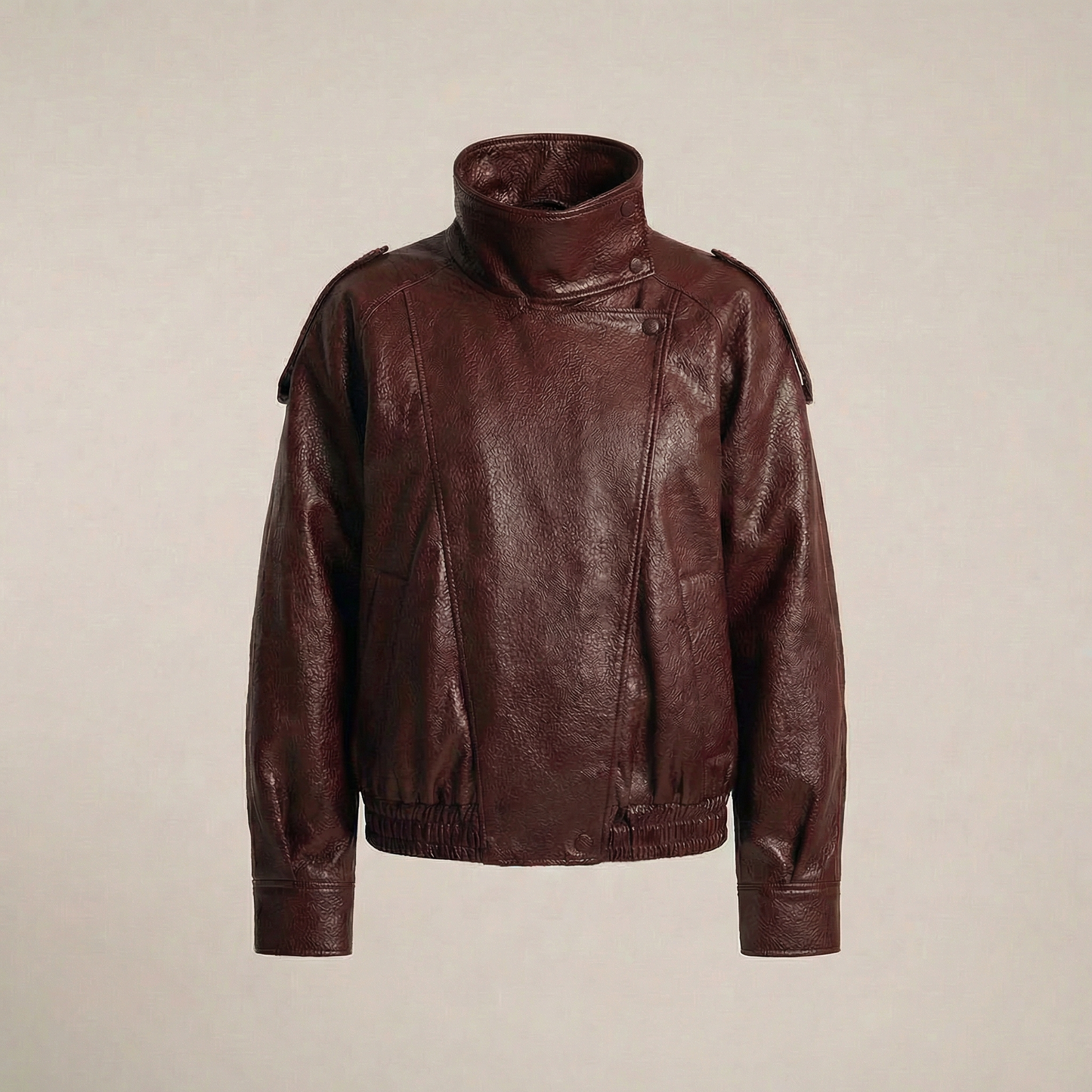 Bikerjakke med lædereffekt