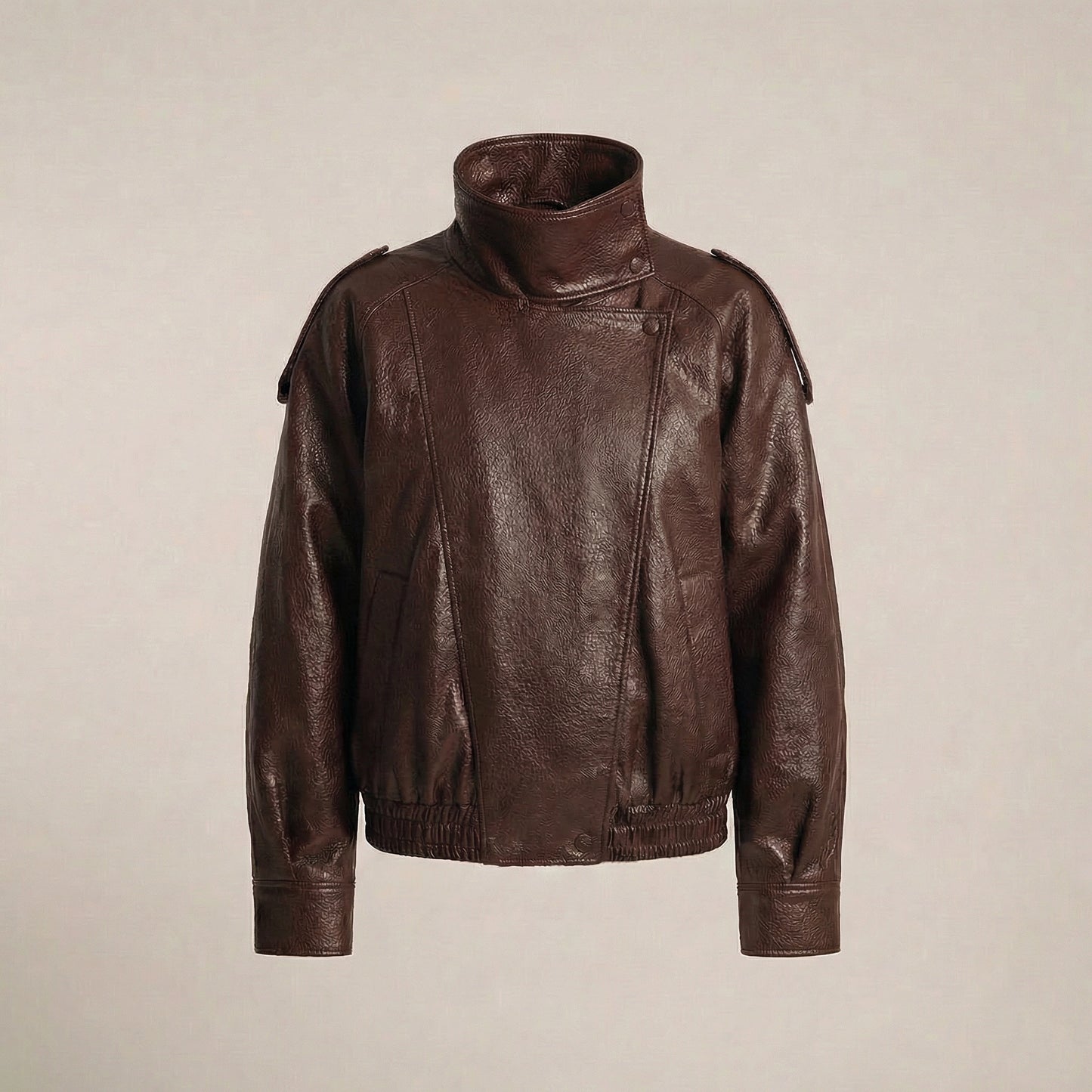 Bikerjakke med lædereffekt