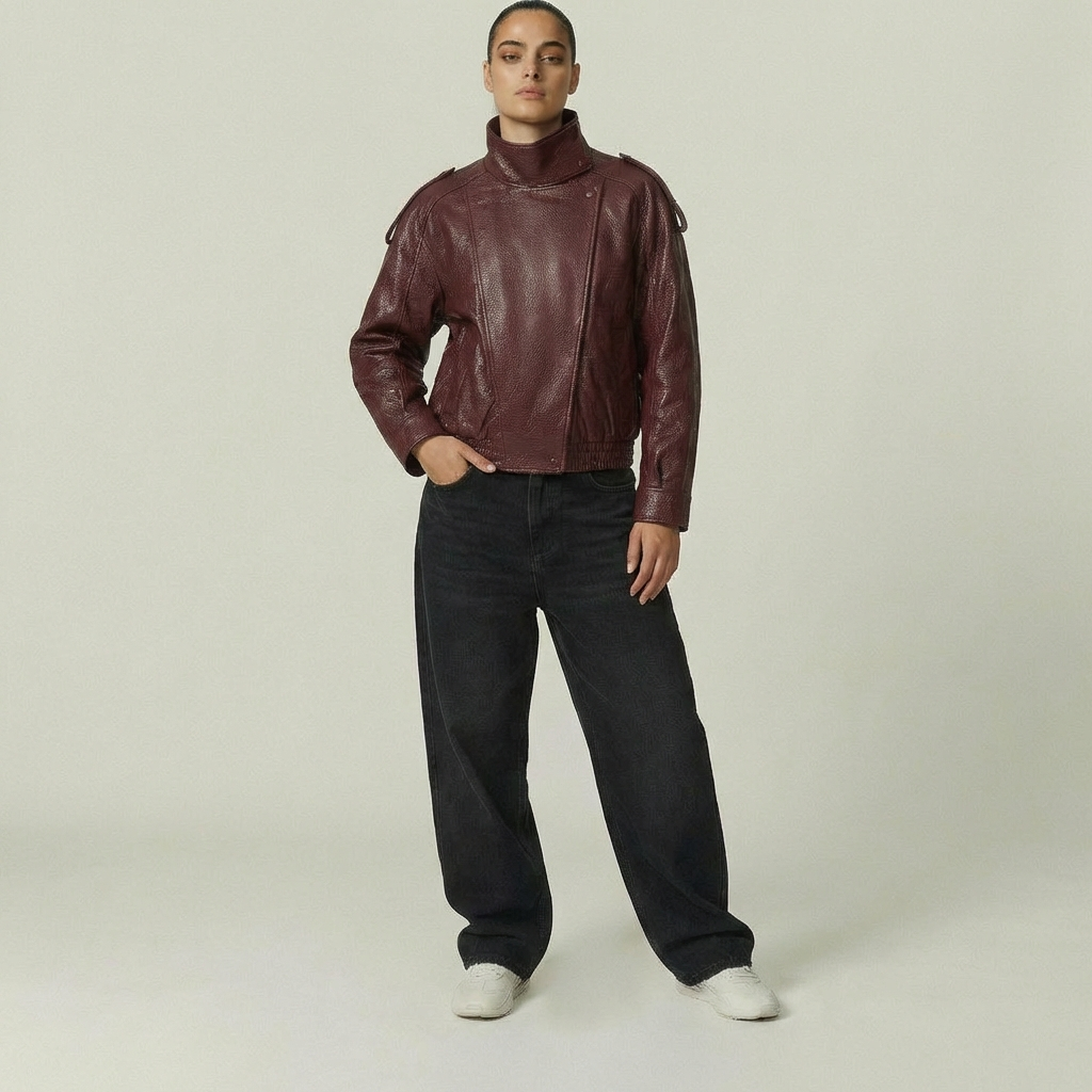 Bikerjakke med høj hals