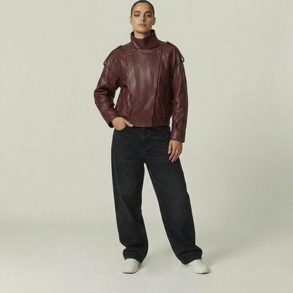 Bikerjakke med høj hals