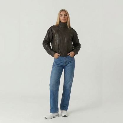 Bikerjakke med lædereffekt