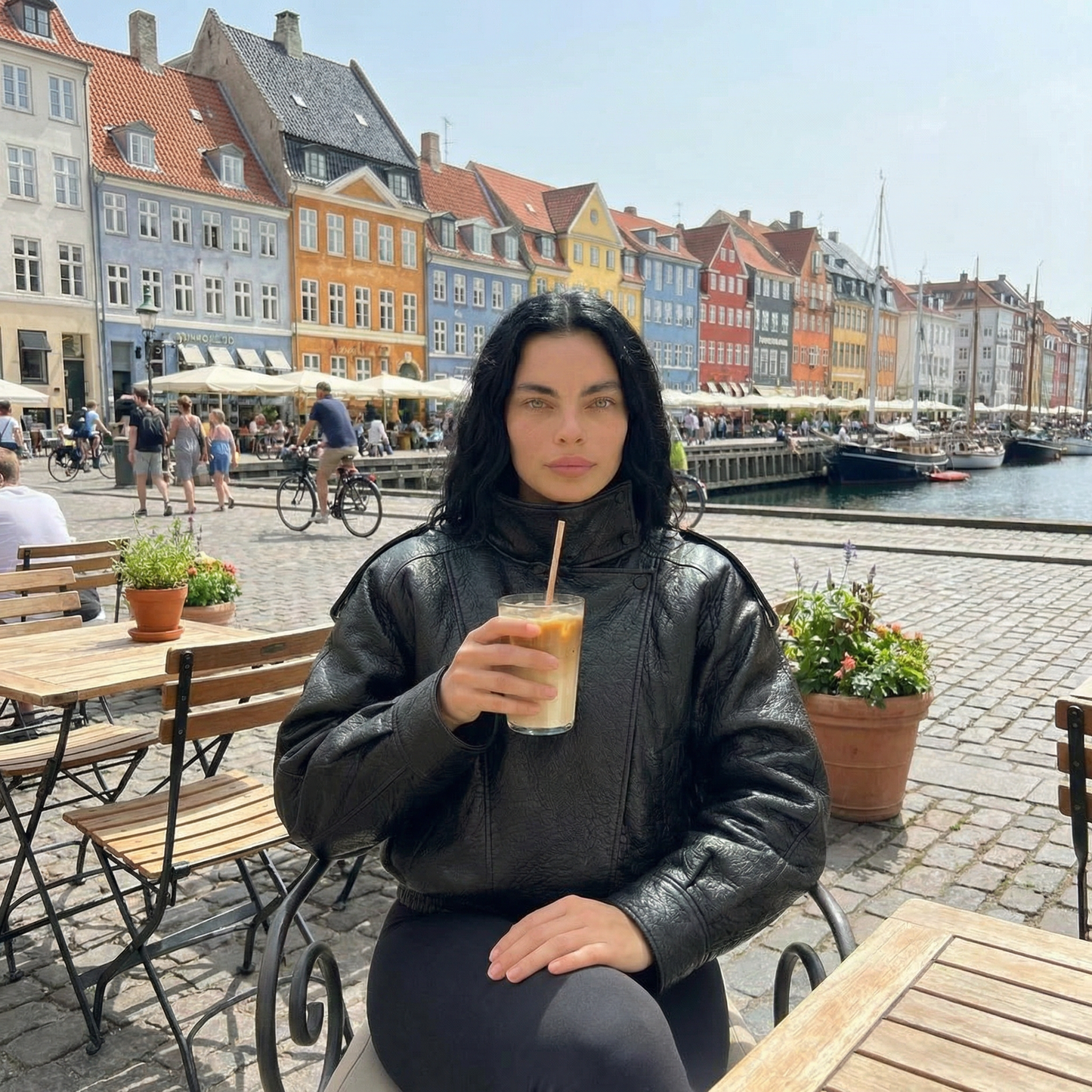 Bikerjakke med høj hals