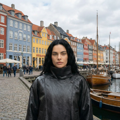 Bikerjakke med høj hals