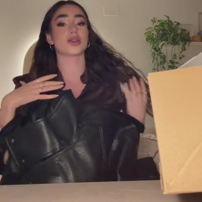 Bikerjakke med lædereffekt